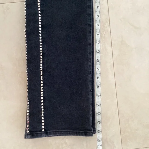 FRAME Women's Jeans Le Sleek Straight High Rise Astronaut Black Studded Sz 25 - Picture 14 of 16